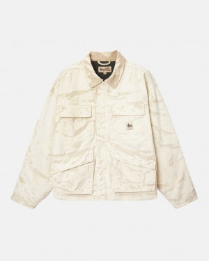 Bunda Stussy Distressed Platene Hnědožlutý | QZIEU-8241