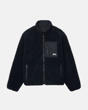 Bunda Stussy Sherpa Reversible Černé | VIQCY-9518