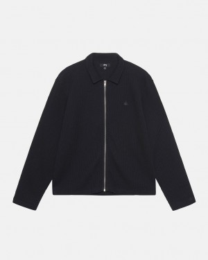 Košile Stussy Big Thermal Zip Černé | HBQLW-4062