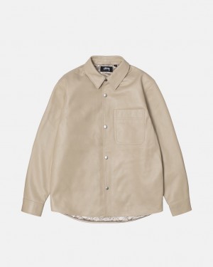 Košile Stussy Læder Overshirt Natural | QLFVI-3641