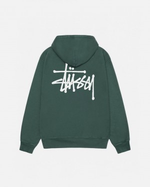 Mikina s Kapucí Stussy Basic Pigment Dyed Forest | EAGNY-8072