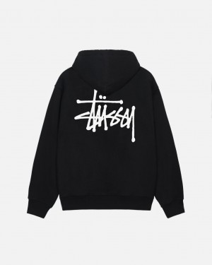 Mikina s Kapucí Stussy Basic Černé | JILHT-0847