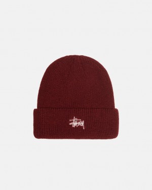 Pokrývky Hlavy Stussy Cuff Beanie Basic Tmavě Červené | HDKUT-8376