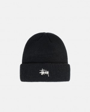 Pokrývky Hlavy Stussy Cuff Beanie Basic Černé | NLQAX-9071