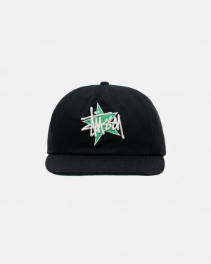 Pokrývky Hlavy Stussy Mid-depth Basic Star Strapback Černé | HLAFB-1543