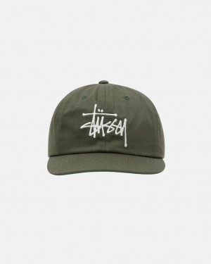 Pokrývky Hlavy Stussy Mid-depth Basic Strapback Olivy Zelené | NYTXG-7294