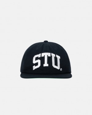 Pokrývky Hlavy Stussy Mid-depth Stu Arch Strapback Černé | BDKOY-7816