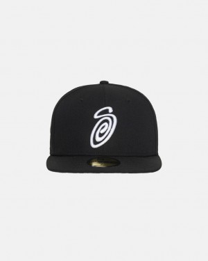Pokrývky Hlavy Stussy New Era 59fifty Curly S Černé | CNTXQ-6702