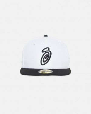 Pokrývky Hlavy Stussy New Era 59fifty Curly S White/Black | FLQWS-1046