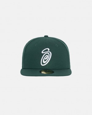 Pokrývky Hlavy Stussy New Era 59fifty Curly S Zelene | FRQGW-5346