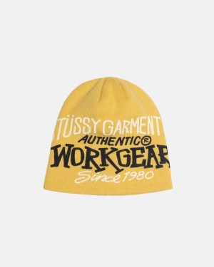 Pokrývky Hlavy Stussy Skullcap Workgear Print Hořčice | YLMXI-2785