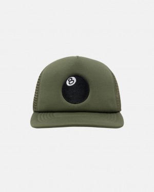 Pokrývky Hlavy Stussy Trucker 8 Ball Snapback Olivy Zelené | EAFSC-0978