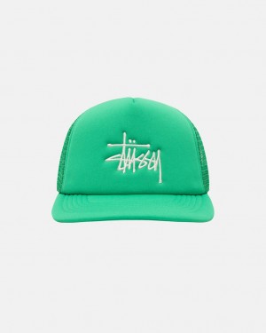 Pokrývky Hlavy Stussy Trucker Big Basic Snapback Zelene | HXSRQ-2679