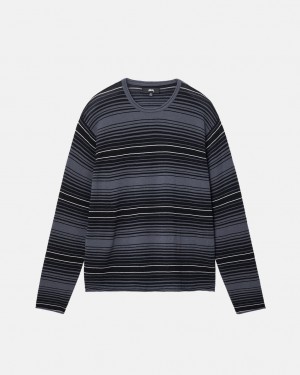 Svetr Stussy Horizontal Stripe Charcoal | BCEVI-3901