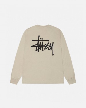 Tričko Stussy Basic Ls Hnědožlutý | NEIVB-1538