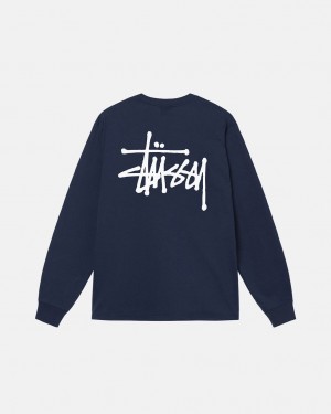 Tričko Stussy Basic Ls Tmavě Blankyt | HBWOR-4908