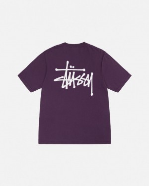 Tričko Stussy Basic Pigment Dyed Fialové | EQDCT-7985