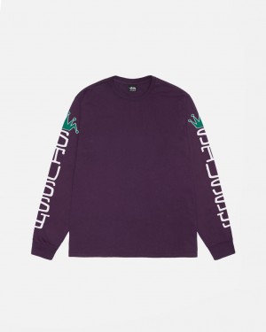 Tričko Stussy Jumbo Ls Pigment Dyed Fialové | RNLDH-1093